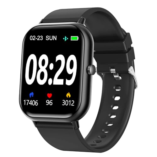 Smart Watch for Men Women SmartWatch 1.83" for iPhone Samsung Android Phone Compatible, Fitness Tracker Watch with Pedometer, Heart Rate/Sleep Monitor, Blood Oxygen, IP68 Waterproof Black