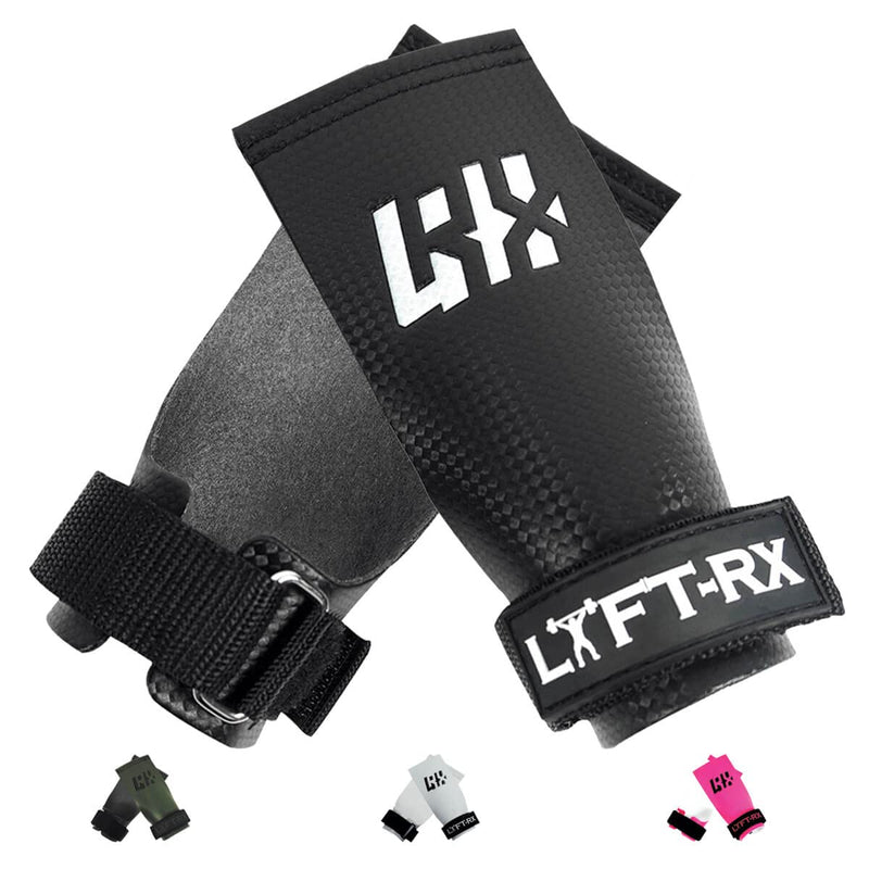 Carbon Fiber Hand Grips for Weightlifting, Cross Training, Pullup, Muscle Ups - No Hole Fingerless Grip, Gymnastics Fit, Men/Women Lift Gloves, Protects Palms & Enhances Grip Black Small - BeesActive Australia