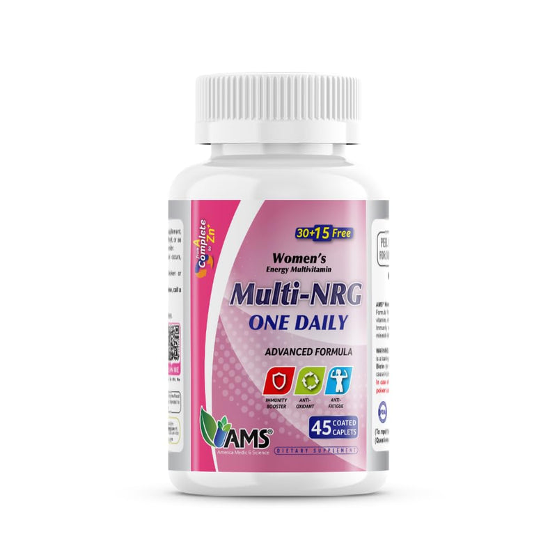 America Medic & Science Multivitamins for Women, Multi-NRG, 45 Coated Caplets, One Daily, Immune Support Supplements, Vitamin C & B Complex, Vital Micro-Nutrients & Natural Herbal Ingredients. 45 Count (Pack of 1)