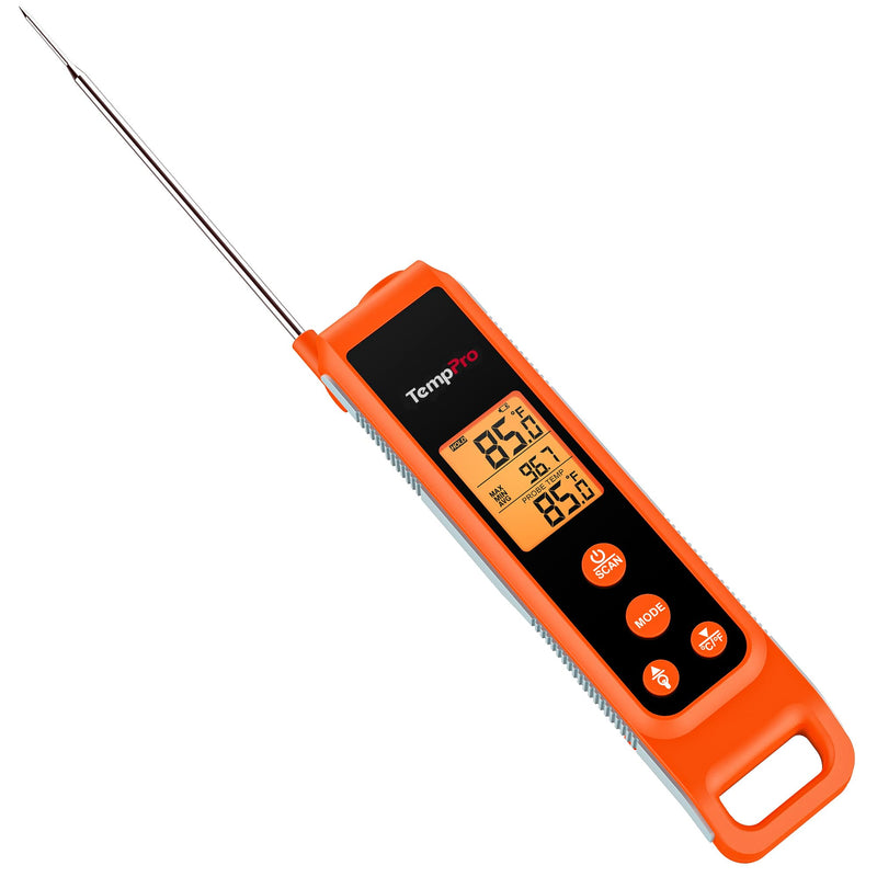 TempPro TP420 2-in-1 Instant Read Thermometer for Cooking, Infrared Thermometer with Meat Probe, Non-Contact Laser Meat Thermometer for Griddle Grill Pizza Oven HVAC Pool (Previously ThermoPro) IR Thermometer with Meat Probe