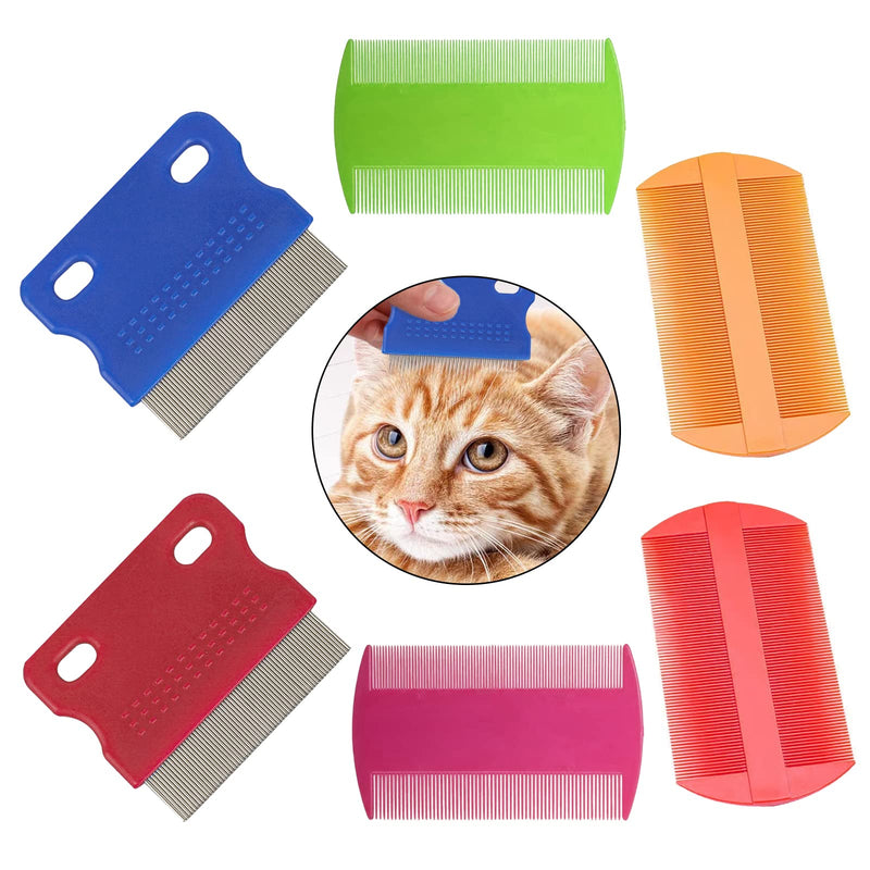 6 Pcs Pet Flea Combs, Dog Cat Combs, Hair Removal Massaging Shell Combs, Pet Combs for Removal Dandruff, Hair Stain(Random Colour) - BeesActive Australia