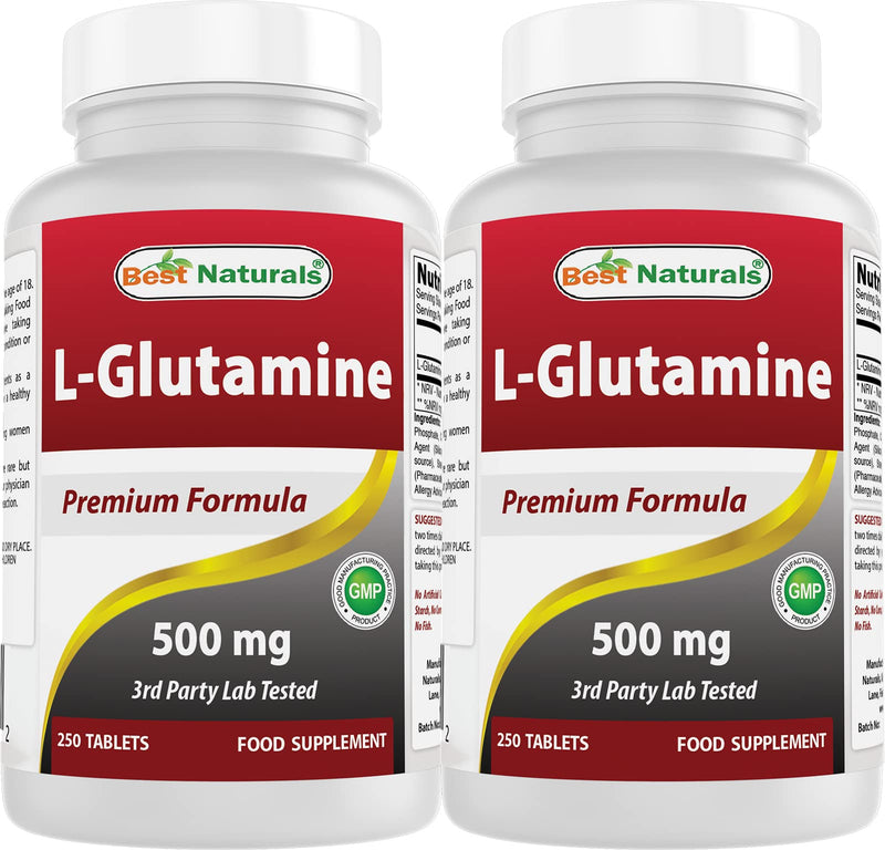 Best Naturals L-Glutamine 500mg, 250 Tablets (250 Count (Pack of 2)) 250 Count (Pack of 2)