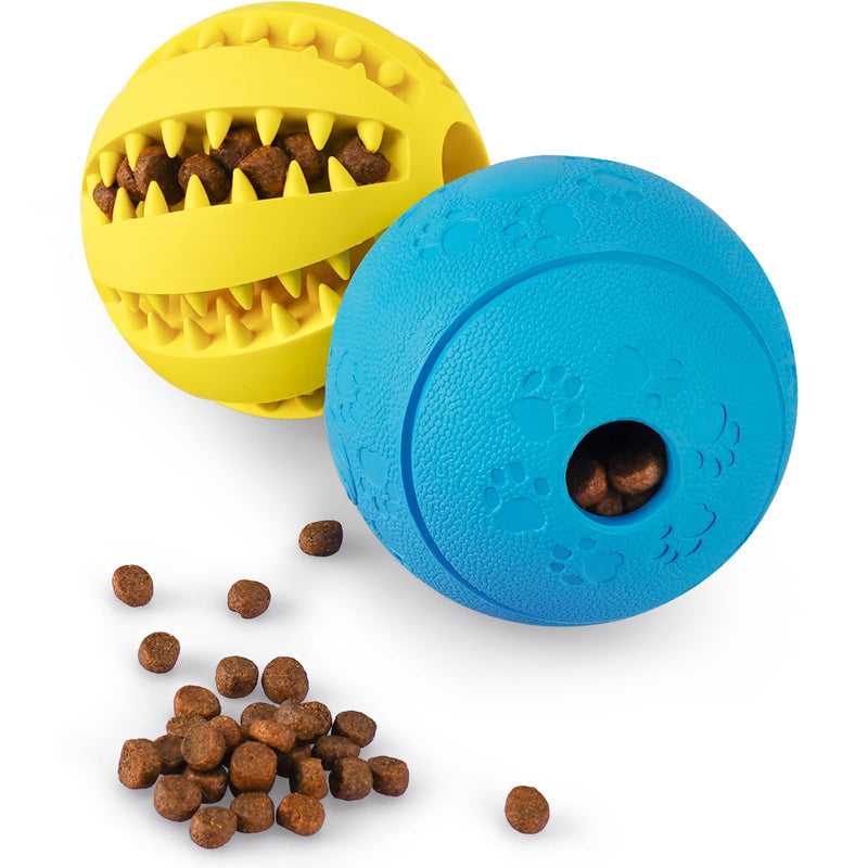 HIPPIH Dog Puzzle Toys 2 Pack, Interactive Dog Toys for Large Dogs & Small Dogs, Puppy Toys for Treat Dispensing, Durable Dog Balls for Teeth Cleaning/IQ Training, Dog Enrichment Toys for Chewing Yellow＋Blue - BeesActive Australia