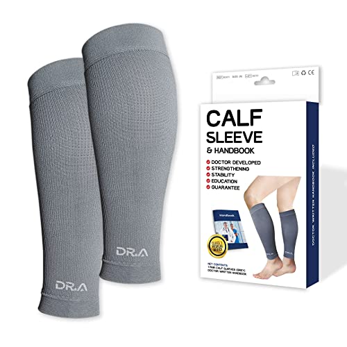 Dr. Arthritis Calf Compression Sleeves for Men and Women, Doctor Developed Calf Wrap & Leg Support, Medical, Varicose Veins & More (X Large, Grey, 1 Pair) X-Large
