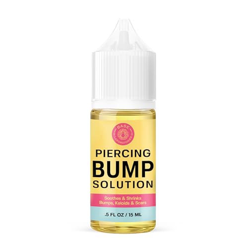 BASE LABORATORIES Piercing Bump Solution & Keloid Bump Removal | Soothing Piercing Aftercare for Piercing Bumps & Keloid Scar Removal | Ear & Nose Keloid Bumps Piercing Aftercare Solution Oil | 0.5 oz 0.5 Fl Oz (Pack of 1)