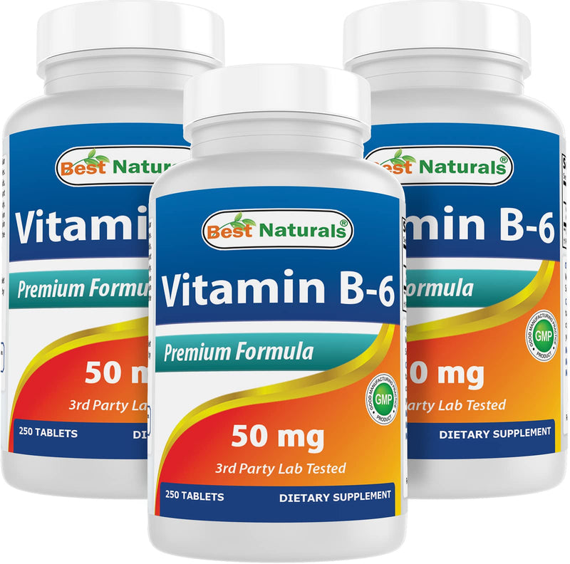 Best Naturals Vitamin B6 50 mg 250 Tablets (250 Count (Pack of 3))
