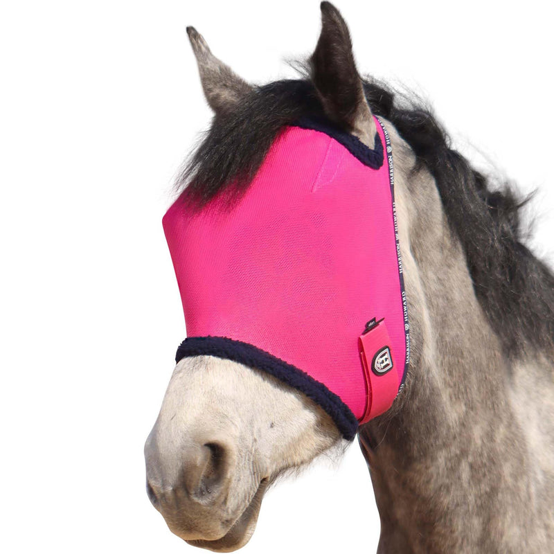 Harrison Howard All Round Mesh Horse Fly Mask UV Protective with Fleece Padded Edging Magenta L Full (Large) - BeesActive Australia
