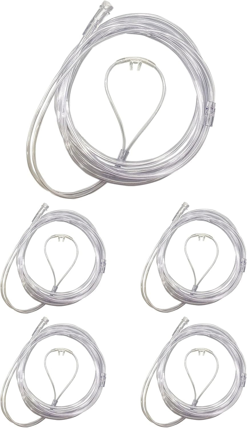 Endure Soft Nasal Oxygen Cannula with Oxygen Supply Tubing, Latex-Free, 7 Ft, Pack of 5 (Adult, Curved Prong) Adult, Curved Prong