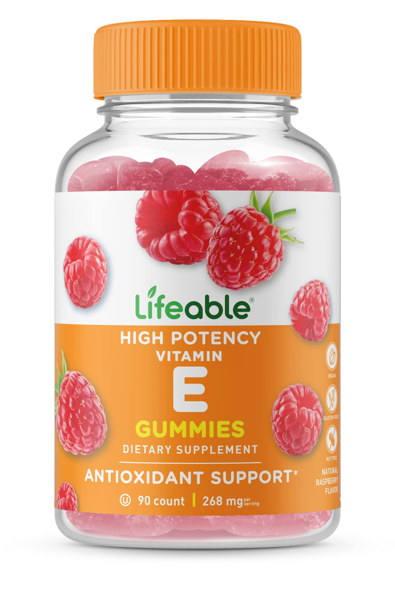 Lifeable Vitamin E 268mg - Great Tasting Natural Flavor Gummy Supplement - Vegetarian GMO-Free Chewable Vitamins - for Eye Health and Cardiovascular Support - for Adults, Men, Women - 90 Gummies - BeesActive Australia