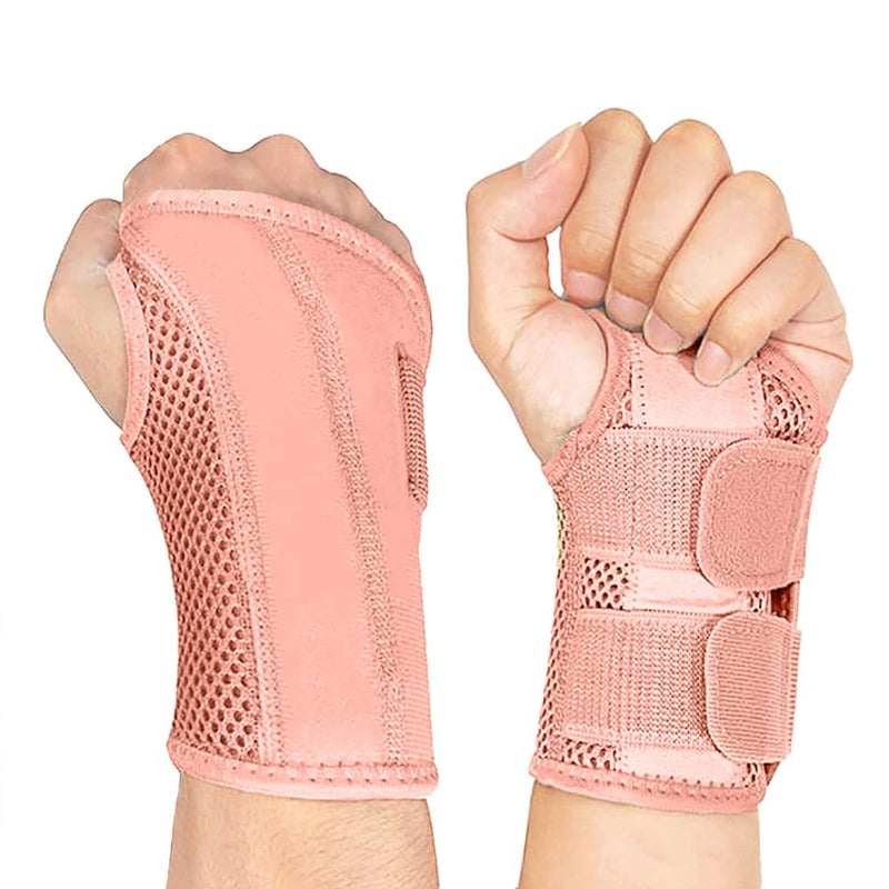 NuCamper Wrist Brace Carpal Tunnel Right Left Hand for Men Women, Night Wrist Sleep Supports Splints Arm Stabilizer with Compression Sleeve Adjustable Straps,for Tendonitis Arthritis Pain Relief (Right Hand-Pink, Small/Medium (Pack of 1)) Right Hand-Pink - BeesActive Australia