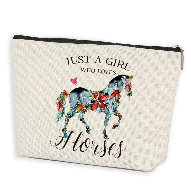 Horses Gifts for Girls Horse Makeup Bag Just a Girl Who Loves Horses Cowgirl Equestrian Travel Bag Cosmetic Pouch Horses Cosmetic Bag Horseshoe Horse Gifts for Girl - BeesActive Australia