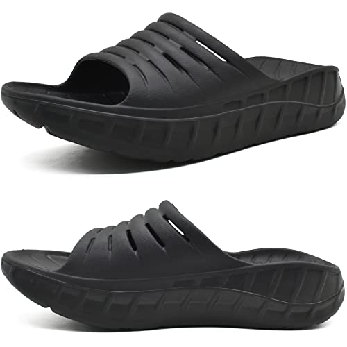 KuaiLu Mens Orthotic Recovery Sandals Arch Support Slides Plantar Fasciitis 11 Black