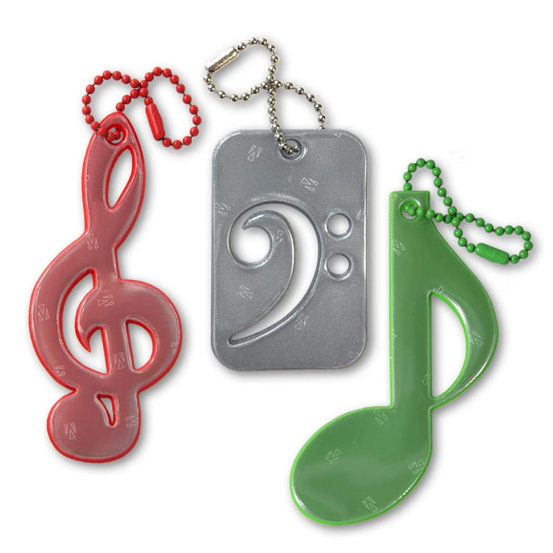 funflector Safety Reflectors - Music Collection - for Instrument Cases, Music Bags, Purses, Backpacks, Strollers and Wheelchairs - Made in USA Music-Trio-Mixed