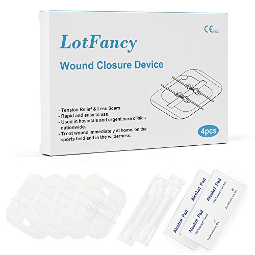 10 Count Calcium Alginate Wound Dressing Pads, 4”x8” and Surgical Zip Stitch Sutures Laceration Repair Kit, 4-Count Bundles