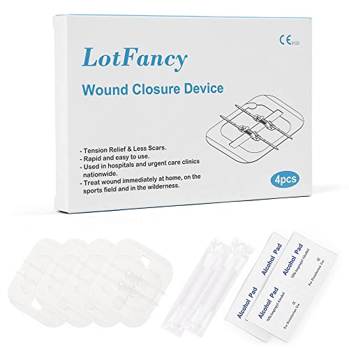 10PCS Calcium Alginate Wound Dressing Pads, 4.25"x 4.25" and Emergency Wound Closures Laceration Repair Kits 4-Count Bundle