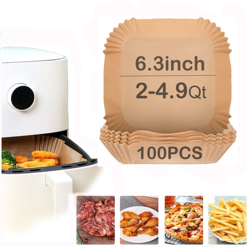 Ailifeer Air Fryer Disposable Paper Liner Square 6.3inch-7.9inch 100PCS Natural Baking Parchment Paper Air fryer liners,Oil-Proof High Temperature,for Air Fryers,Ovens,Pan and Microwaves square-100PCS - BeesActive Australia