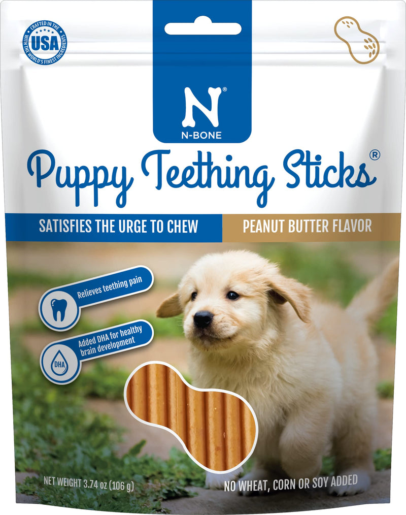 N-Bone Puppy Teething Sticks Peanut Butter Flavor, 3.74-oz Bag - PawsPlanet Australia