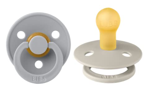 BIBS Pacifiers | Natural Rubber Baby Pacifier | Set of 2 BPA-Free Soothers | Made in Denmark | Sand/Cloud | Size 0-6 Months - BeesActive Australia