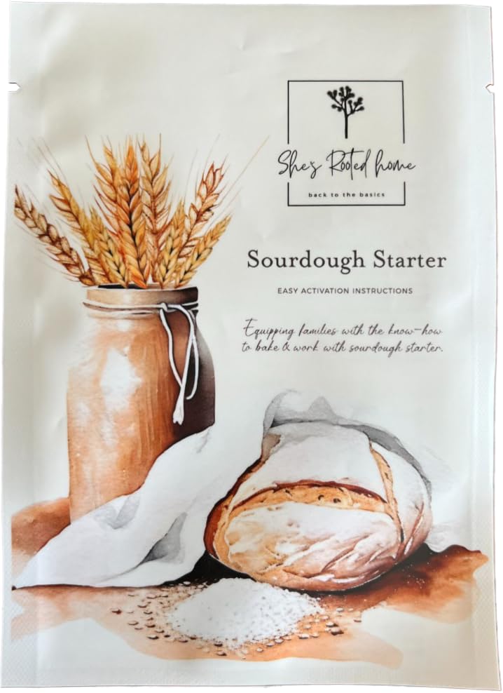 Dehydrated Sourdough Starter She's Rooted Home | Artesian Style Dehydrated Wild Yeast For Baking Sourdough Bread | Perfect for Pizza, Scones, Crackers,Focaccia, & More | Gut Healthy Organic Non-GMO Traditional Bread - BeesActive Australia