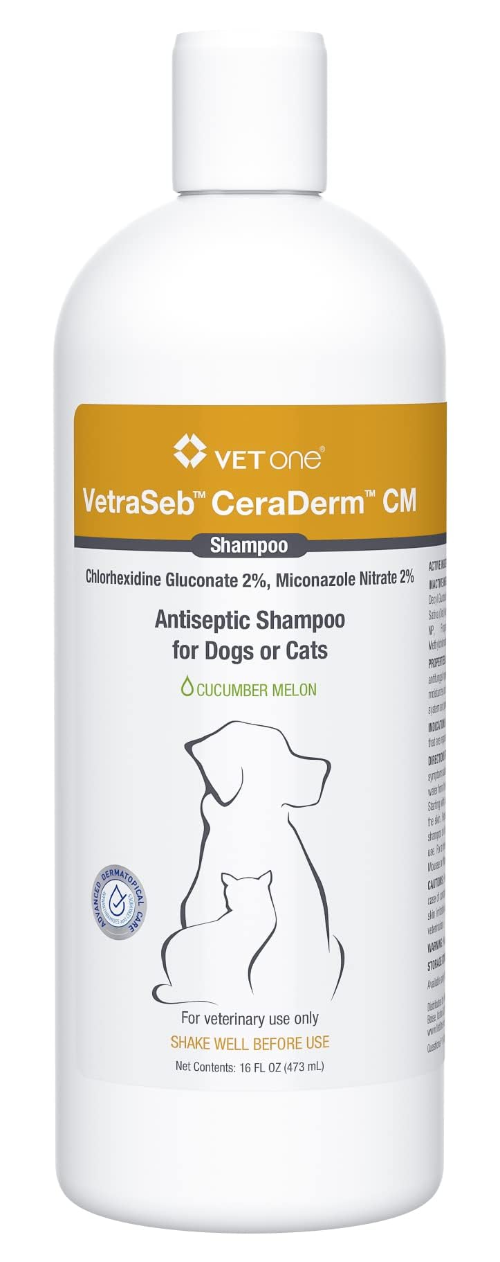 Vet One VetraCeb CereDerm CM Shampoo - Shampoo for Dogs, Dog Shampoo, Multi Species Shampoo 16 oz - PawsPlanet Australia