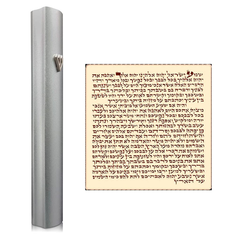 TALISMAN4U Silver Aluminum Mezuzah with Scroll 3D Metal Shin Classic Mezuzah Case for Door Israel Judaica Gift (12 cm / 5 inch) 12 cm / 5 inch - BeesActive Australia