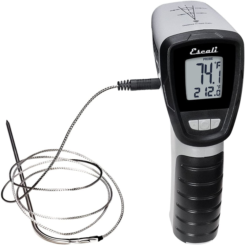 Escali Infrared Surface and Probe Digital Thermometer 40-inches Plug-in Probe, Two-in-One Adjustable Temperature Alert Handheld
