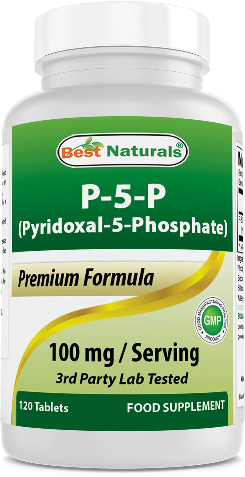 Best Naturals P5P Vitamin B6 (Pyridoxal 5 Phosphate) 100 mg/Serving - 120 Tablets - an Active Form of Vitamin B6. 120 Count (Pack of 1)
