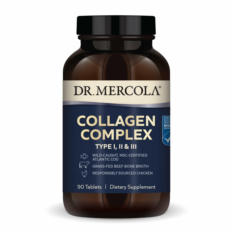 Dr. Mercola Collagen Complex, Marine and Bovine, 90 Tablets (30 Servings) | Supports Skin and Connective Tissue, Types I, II, and III Collagen, Non-GMO, Gluten-Free, and Soy-Free