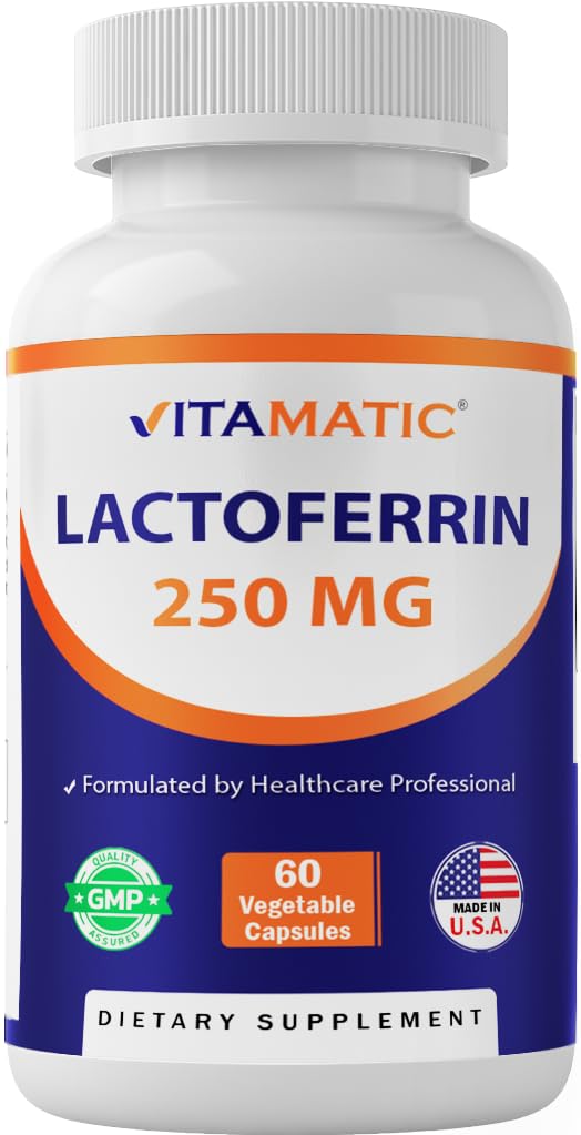 Vitamatic Lactoferrin 250mg – 60 Vegetable Capsules Promotes Healthy Immune Function* 60 Count (Pack of 1)