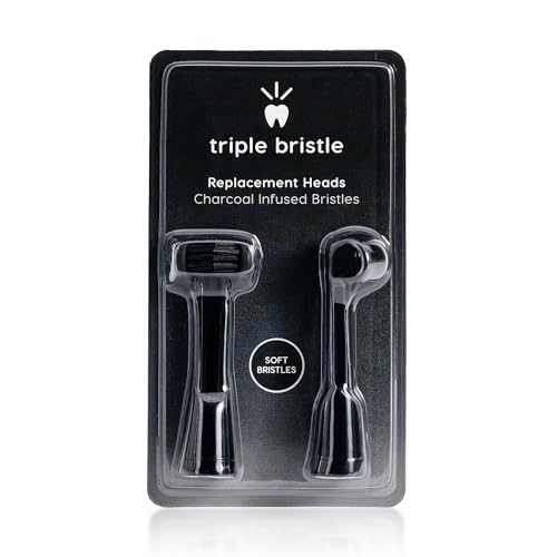 Replacement Brush Head Refills, Charcoal Infused, 2 Pack Black