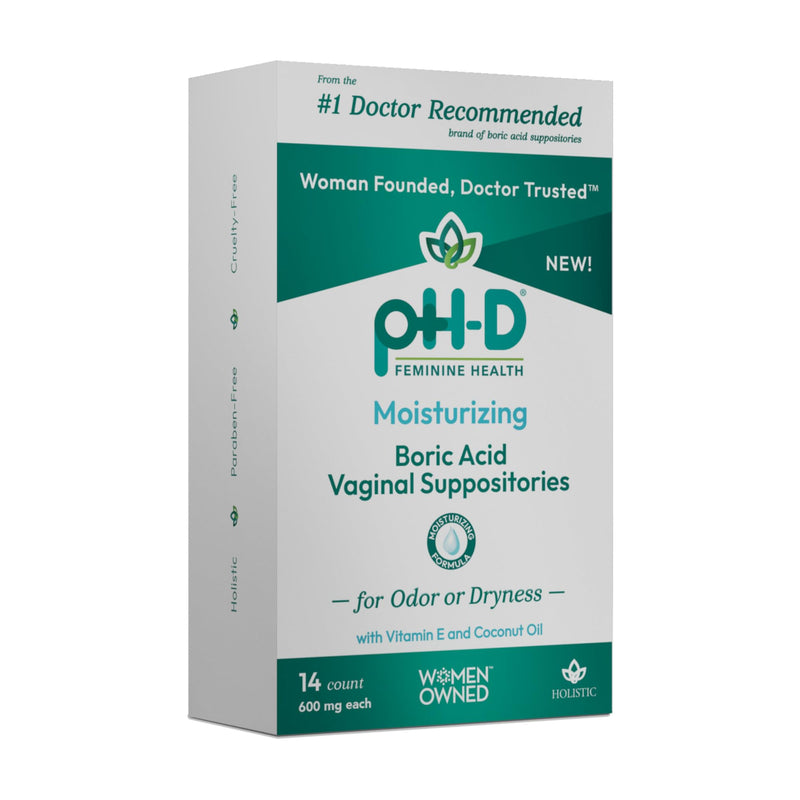 pH-D Feminine Health - Boric Acid Moisturizing Suppository - Woman Owned - for Vaginal Odor - Paraben-Free and Cruelty-Free - 14 count - BeesActive Australia