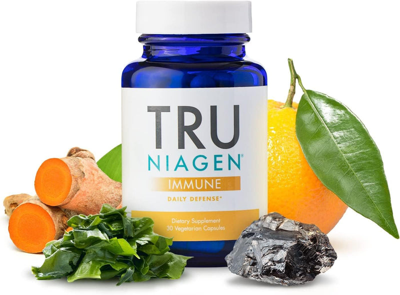 TRU NIAGEN Immune Support Supplement - Daily Defense - Vitamin C from Fermentation, Vegan Vitamin D3 2000 IU, Zinc, Plus Theracurmin (Curcumin) + Multi Award-Winning NAD Boosting Niagen 150mg 30ct 30 Servings (Pack of 1)
