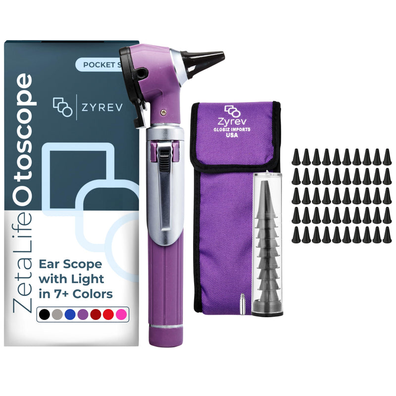Zyrev ZetaLife Otoscope Set with 50 Extra Disposable Specula Tips, Purple - BeesActive Australia