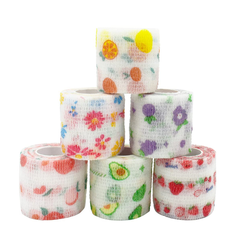 Vet Tape wrap, wrap Bandage 2 inch 6 Rolls,Adhesive wrap Bandage for The Person or The Pets (cat,Dogs,Horse and Other Animal) who was injure or Have Wounds (Fruits 6pcs) Vukayo001 - BeesActive Australia