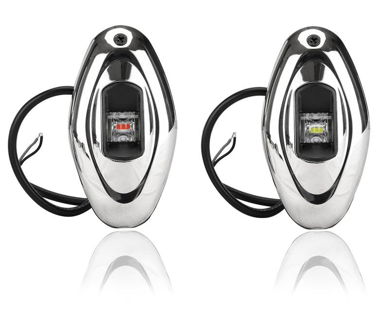 MARINE SYSTEM Stainless Steel LED Boat Navigation Lights, Bow Light, Marine Navigation lamp. Perfect for Pontoon, Skeeter, Power Boat and Skiff