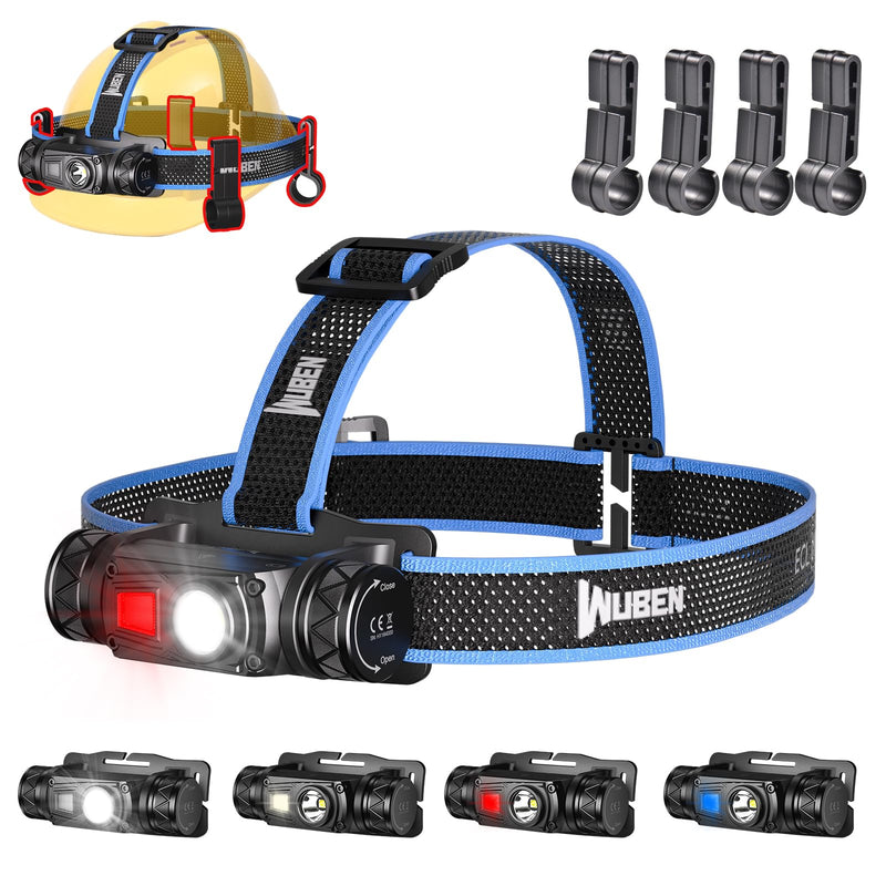 WUBEN H1 Pro Rechargeable Headlamp, 1200 High Lumen Ultra Bright LED Head Lamp, 11 Modes 180°Adjustable IP68 Headlight with Red Light for Outdoors Camping Hunting Hiking Running Fishing Gear White