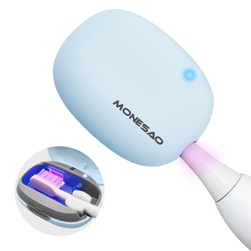 MONESAO Toothbrush Case, Toothbrush Covers with Holder, Rechargeable Travel Home Toothbrush Sanitizer And Holder, Sterilizer Cleaner Case for All Electric And Manual Toothbrushes (Blue) - BeesActive Australia