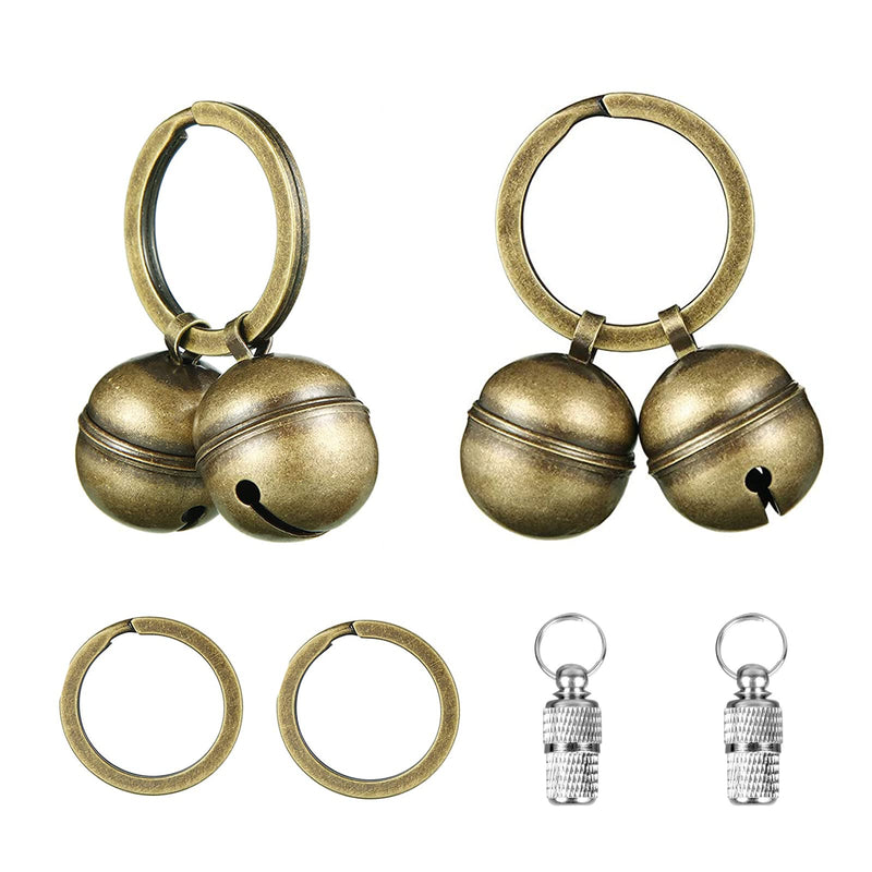 2 Strings in 4 Pieces Cat Dog Kitty Pet Collar Bells Pet Tracker Loud Brass Bell with 2x Anti-Lost ID Tube Tag for Pet Collars Necklace Potty Training, Save Birds and Wildlife Bell Bronze - BeesActive Australia