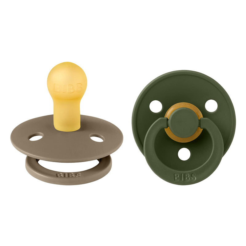 BIBS Pacifiers | Natural Rubber Baby Pacifier | Set of 2 BPA-Free Soothers | Made in Denmark | Hunter Green/Dark Oak | Size 0-6 Months - BeesActive Australia