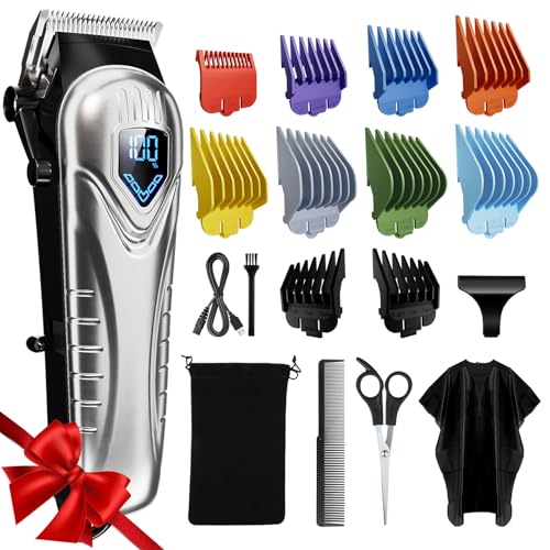 Chicclly Low Noise Hair Clippers for Men & Women with 10 Color Guide Combs Steel