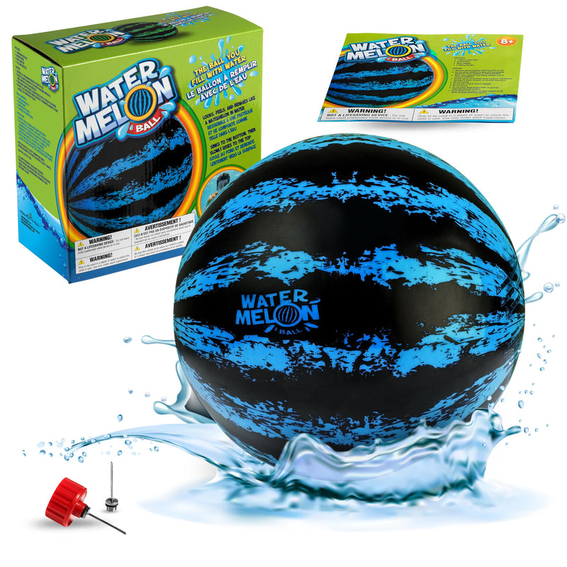 Watermelon Ball – The Ultimate Swimming Pool Game for Under Water Passing, Dribbling, Diving and Pool Games for Teens, Kids, or Adults, Balls Fills with Water, Blue, 9 inches 9" 9" Blue