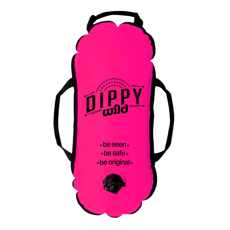 Wild Swim Buoy for Open Water Swimmers | Waterproof Tow Float Swim Bubble for Adults | Triathlon Buoy Float | Swimmer Gear | Wild Swimming Accessories Pink/Yellow