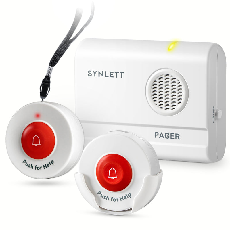 Caregiver Pager Wireless Call Buttons for Elderly Monitoring SOS Alert System Portable Alarm for Nurse Call Seniors Patients Emergency Home 2 Call Buttons 1 Receiver - BeesActive Australia