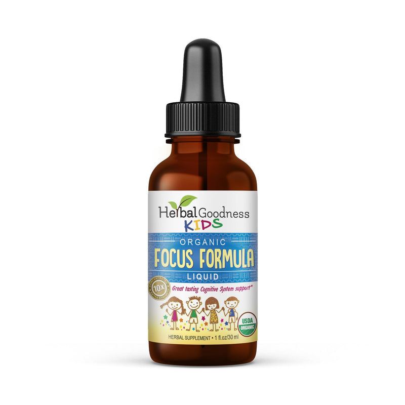 Herbal Goodness Kids Focus and Attention Supplements 1oz, Ashwagandha | Moringa, Herbal Blends, Cognitive Support, Non-GMO Liquid Vitamins for Concentration, Mood & Brain Health, Made in USA