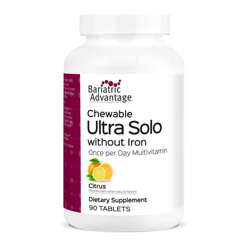Bariatric Advantage Chewable Ultra Solo, Citrus, 90 Tablets | Without Iron, Once-Per-Day Chewable Daily Multivitamin, for Bariatric Patients, Chewable Tablet 90 Count (Pack of 1)