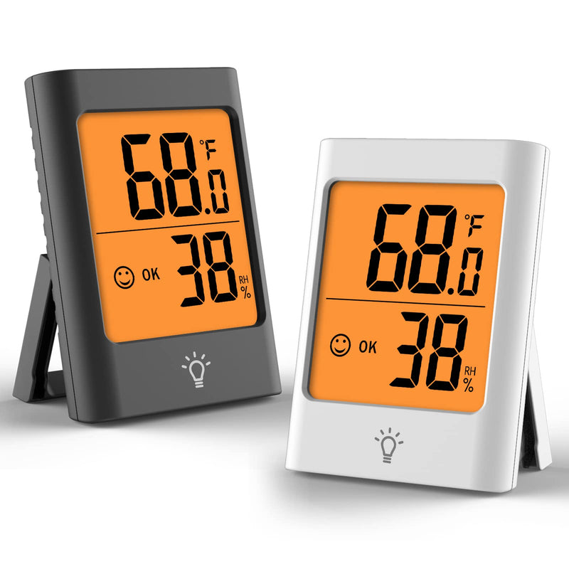 Indoor Thermometer for Home, 2pack Hygrometer Humidity Meter Humidity Sensor with Backlight for Bedroom Greenhouse Garage. MC30A(with Backlight) 2 - BeesActive Australia