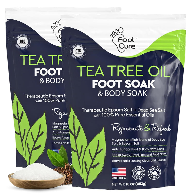 FOOT CURE Tea Tree Oil Foot Soak with Epsom Salt - Best Toenail Fungus Treatment, Athletes Foot & Softens Calluses - Soothes Sore & Tired Feet, Fungal Toe, Foot Odor Scent, Spa Pedicure (Pack of 2) | Tea Tree Oil, with Epsom Salt, Fungal Toe, Foot Odor... - BeesActive Australia