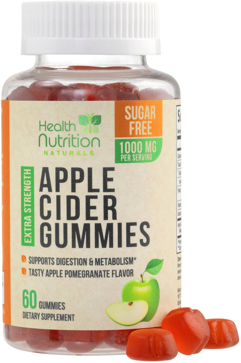 Apple Cider Vinegar Gummies Zero Sugar - Max Strength ACV Gummy Vitamins - Vitamin B12 & The Mother - Metabolism & Energy Support - Vegan Apple Cider Vinegar Gummy Supplement - Non-GMO - 60 Gummies 60 Count (Pack of 1)
