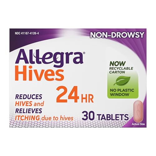 Allegra Adult Hives Antihistamine, Non-Drowsy, 24-Hour Tablets, 30-Count 30 Count (Pack of 1)
