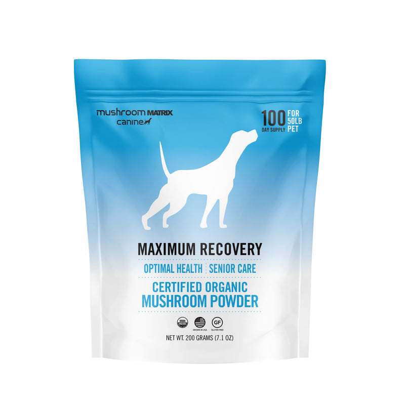 Om Mushroom Matrix Maximum Recovery Mushroom Pet Supplement Powder, Supports Optimal Health & Senior Care for Dogs & Cats, 200 Grams, 7.1 oz 200 gram pouch - PawsPlanet Australia